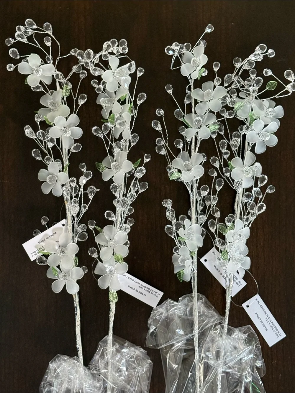 Valerie Parr Hill Frosted Flower Bead Picks Set of 4 Home Decor NWT